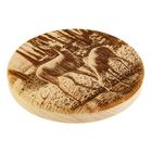 Доска из массива кедра «Олени на водопое», круглая, 18 × 18 см - Фото 2