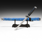 Макет оружия «Сувенирная катана на подставке», синие ножны с цветочным узором, 70 см - Фото 1