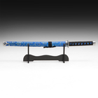 Макет оружия «Сувенирная катана на подставке», синие ножны с цветочным узором, 70 см - Фото 3