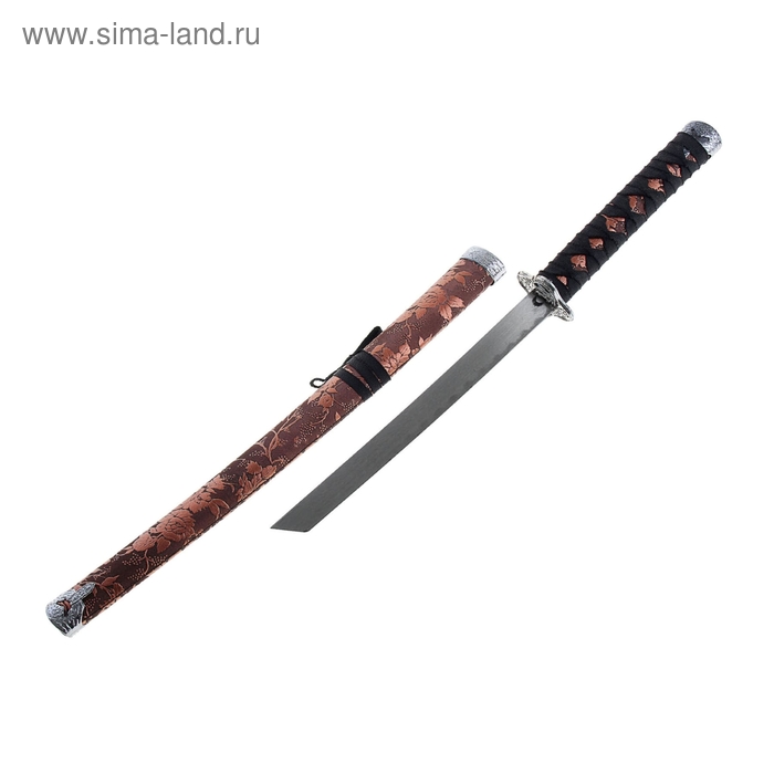 Сувенирное оружие «Катана», коричневые ножны с цветочным узором, 70 см - Фото 1