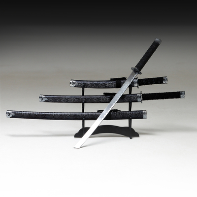 Макет оружия «Сувенирные катаны на подставке 3в1. Серый змей», подарочный набор, ножны кожзам, 47 см; 70 см; 89 см