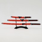 Макет оружия «Сувенирные катаны на подставке 3в1. Цветы на красном», подарочный набор, ножны кожзам, 47 см; 70 см; 89 см - Фото 2