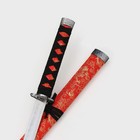 Макет оружия «Сувенирные катаны на подставке 3в1. Цветы на красном», подарочный набор, ножны кожзам, 47 см; 70 см; 89 см - Фото 5