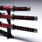 Макет оружия «Сувенирные катаны на подставке 3в1. Цветы на красном», подарочный набор, ножны кожзам, 47 см; 70 см; 89 см - Фото 6