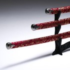 Макет оружия «Сувенирные катаны на подставке 3в1. Цветы на красном», подарочный набор, ножны кожзам, 47 см; 70 см; 89 см - Фото 7