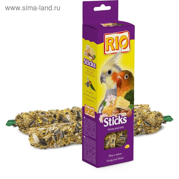 Палочки RIO для средних попугаев, с медом и орехами, 2х75 г. - Фото 1
