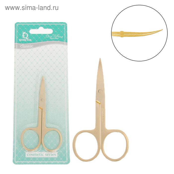 Ножницы маникюрные, широкие, загнутые, 9см, цвет золотой - Фото 1