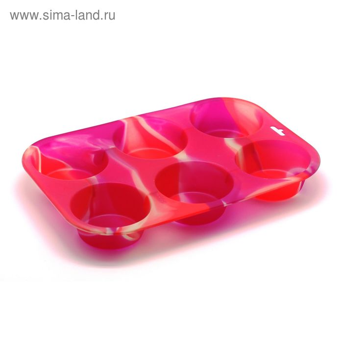 Форма для выпечки кексов Atlantis «Маффин», цвет розовый - Фото 1