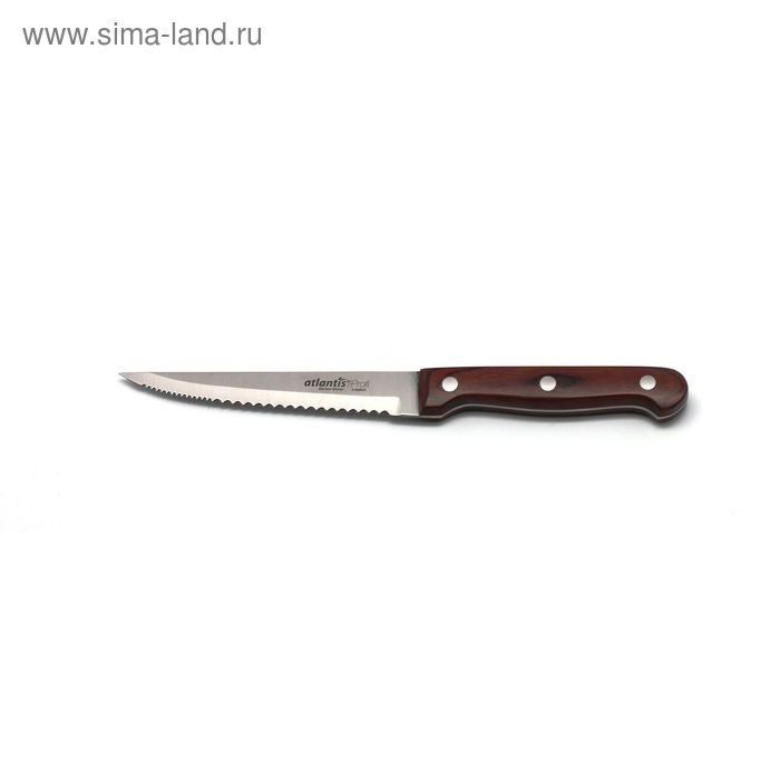 Нож для стейка Atlantis, цвет коричневый, 11 см - Фото 1