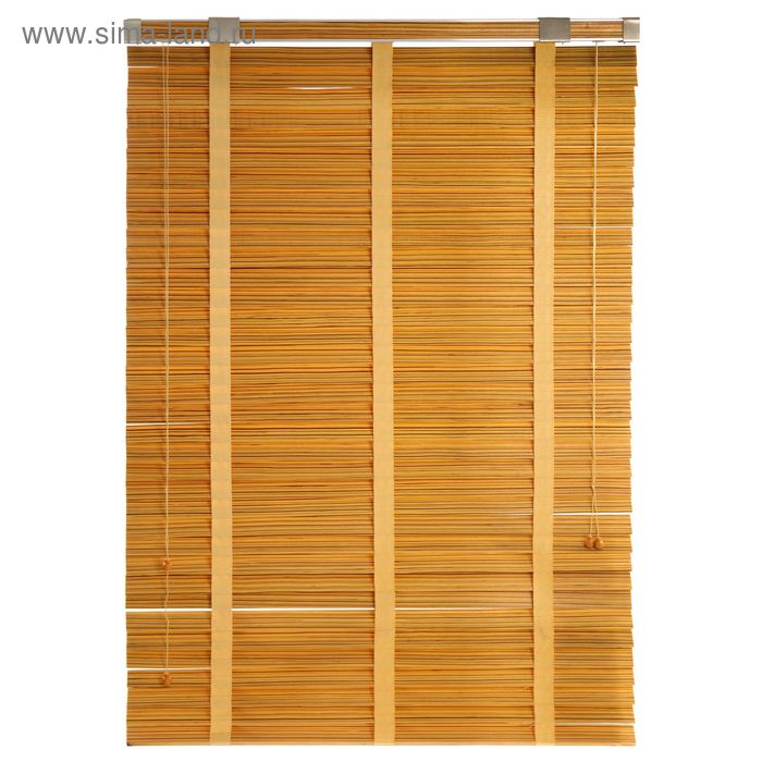 Жалюзи деревянные, размер 120х160 см, цвет зебрано жёлтое - Фото 1