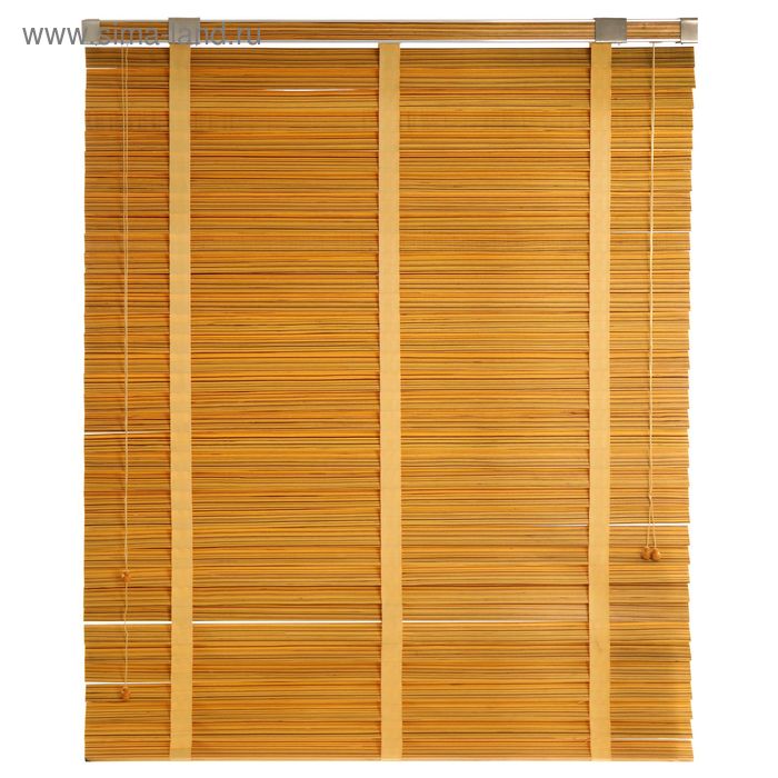 Жалюзи деревянные, размер 140х160 см, цвет зебрано жёлтое - Фото 1