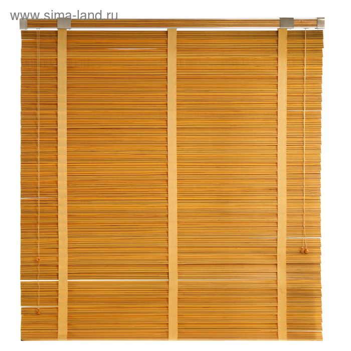 Жалюзи деревянные, размер 160х160 см, цвет зебрано жёлтое - Фото 1