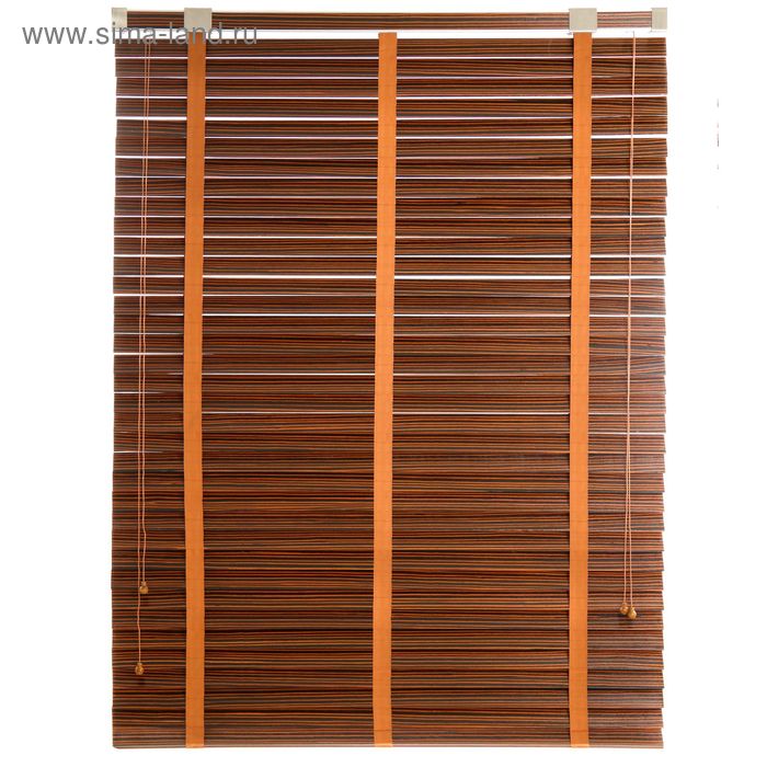 Жалюзи деревянные, размер 120х160 см, цвет зебрано шоколад - Фото 1