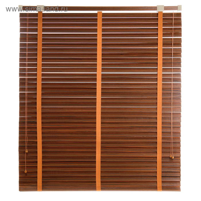 Жалюзи деревянные, размер 140х160 см, цвет зебрано шоколад - Фото 1