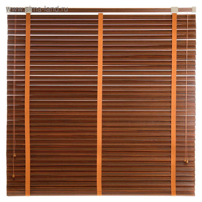 Жалюзи деревянные, размер 160х160 см, цвет зебрано шоколад - Фото 1