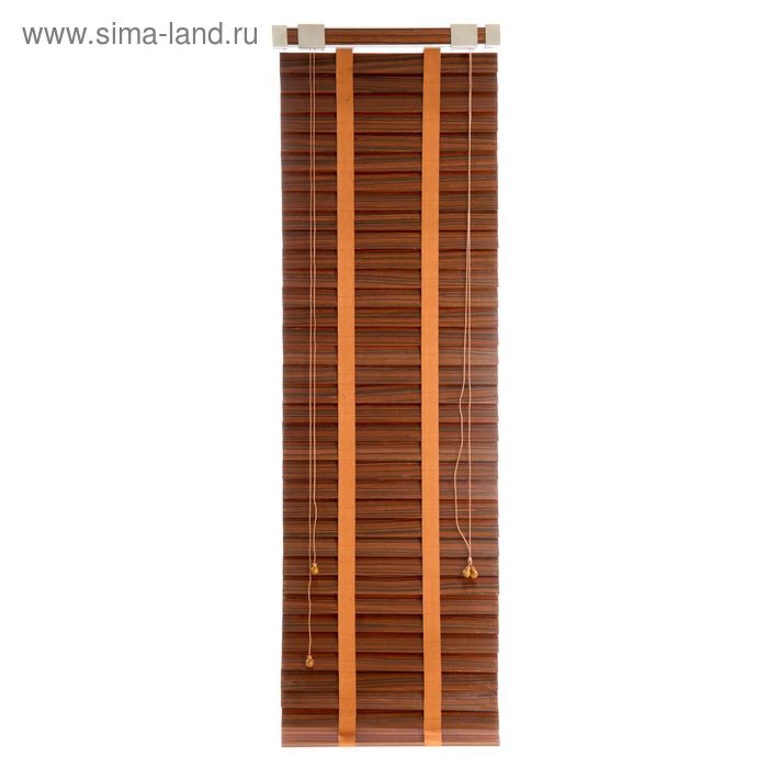 Жалюзи деревянные, размер 50х160 см, цвет зебрано красное - Фото 1