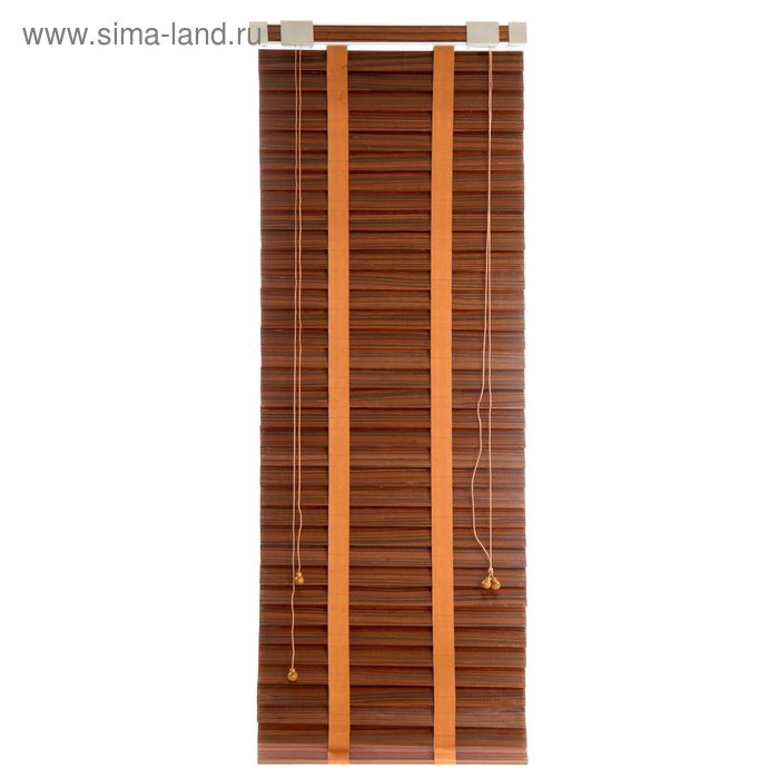 Жалюзи деревянные, размер 60х160 см, цвет зебрано красное - Фото 1