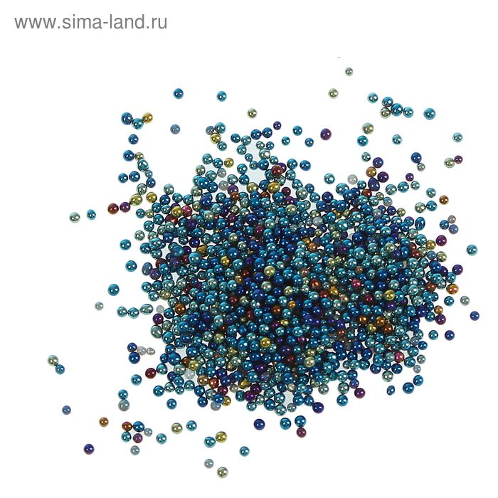 Бульонки для декора ногтей, d=0,5мм, цвет синий МИКС