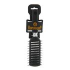 Расчёска массажная, с прорезиненной ручкой, вентилируемая, прямоугольная, цвет чёрный/серебристый - Фото 2