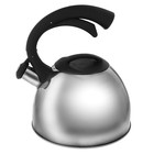 Чайник "Оптимал", со свистком, макс. объем 2,5 л, фиксированная ручка, с зеркальной полировкой, цвет черный - Фото 1