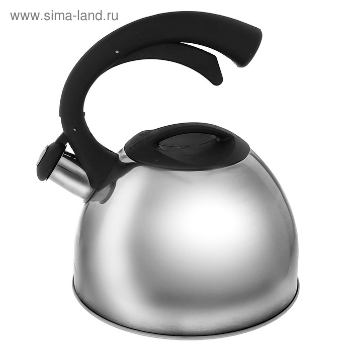 Чайник "Оптимал", со свистком, макс. объем 2,5 л, фиксированная ручка, с зеркальной полировкой, цвет черный - Фото 1
