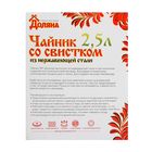 Чайник "Оптимал", со свистком, макс. объем 2,5 л, фиксированная ручка, с зеркальной полировкой, цвет черный - Фото 4