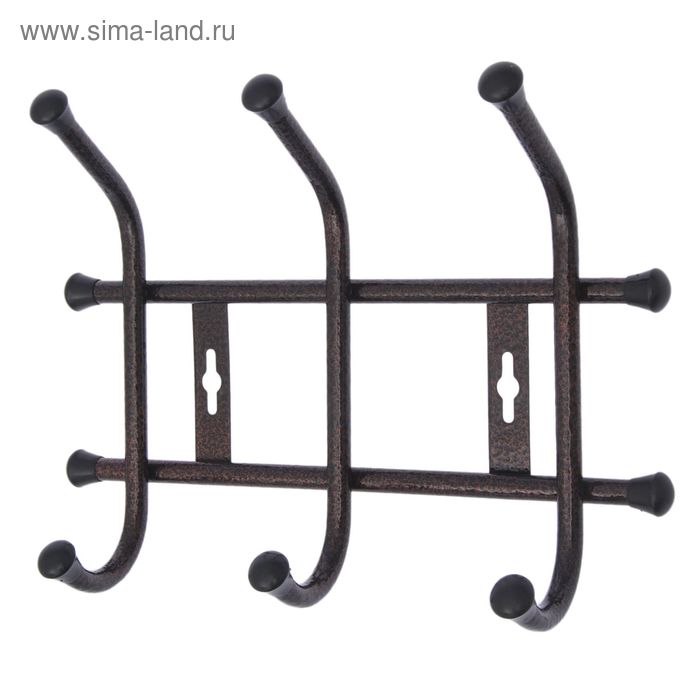 Вешалка настенная на 3 крючка, 27,5×21,5 см, цвет медный антик - Фото 1