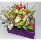 Коробка для цветов и макарунас фиолетовая, 25.5 х 20 х 4.5 см - Фото 2