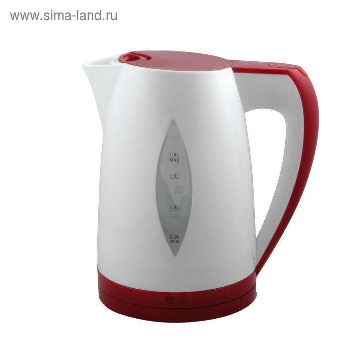 Чайник электрический "МИКМА" ИП-521, пластик, 1.8 л, 1850 Вт, бело-красный - Фото 1