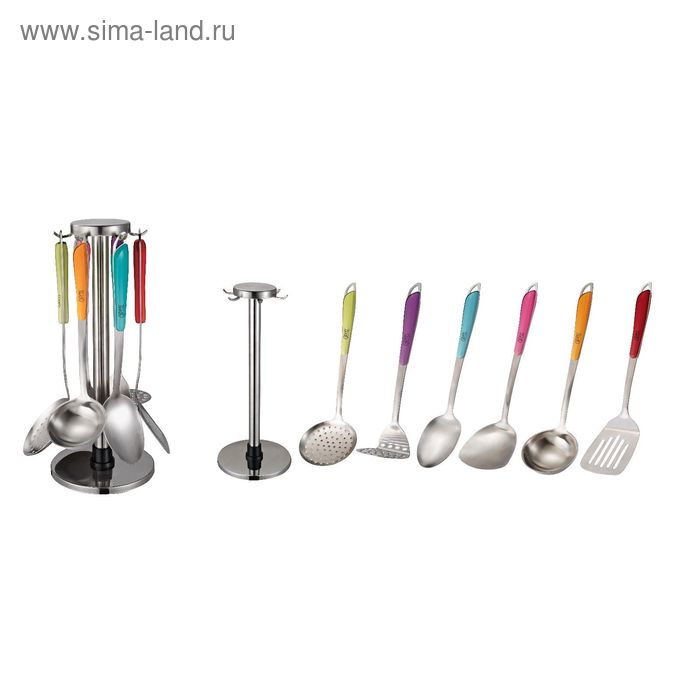 Набор кухонных инструментов NIKITA, 7 предметов, на стойке, 6 цветов - Фото 1