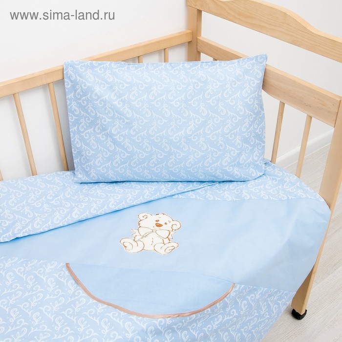 Детское постельное бельё (3 предмета), цвет голубой 07.27 - Фото 1