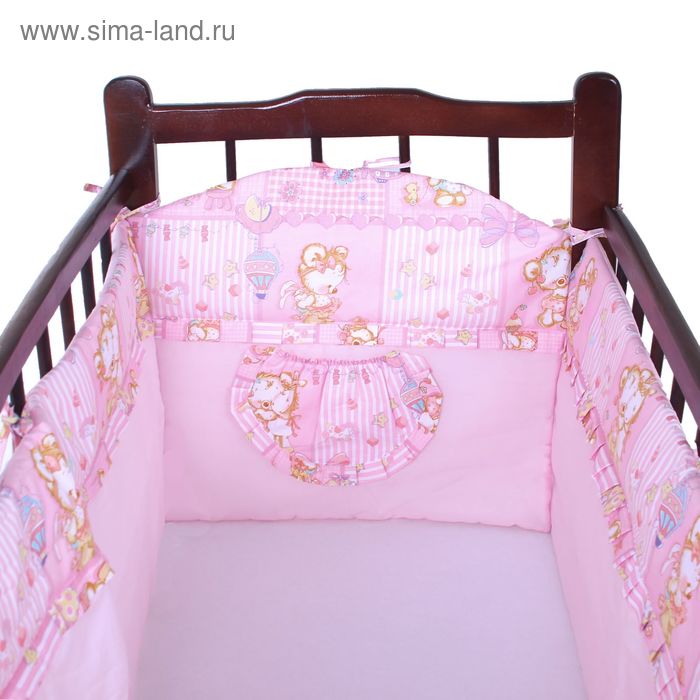 Бортик в кроватку, цвет розовый микс 18.12 - Фото 1