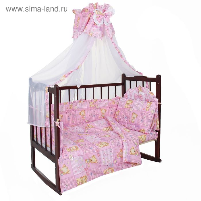 Комплект в кроватку (7 предметов), цвет розовый микс 200 - Фото 1