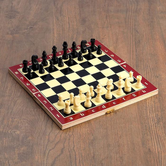 Настольная игра 3 в 1 &quot;Карнал&quot;: нарды, шахматы, шашки, фишки дерево, фигуры пластик, 29 х 29 см 2731