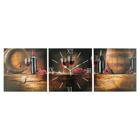 Часы-картина настенные, модульные "Вино", бесшумные, 35 х 110 см, триптих - фото 321654845