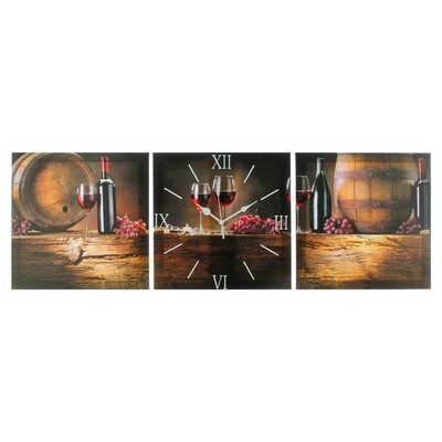 Часы настенные модульные, интерьерные "Вино", бесшумные, 35 х 110 см