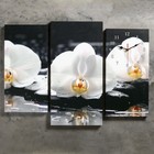 Часы настенные модульные «Белые орхидеи на камнях», 60 × 80 см - Фото 1