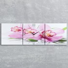 Часы настенные модульные «Сиреневые орхидеи», 35 × 110 см - фото 8524145