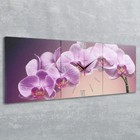 Часы настенные, модульные, серия: Цветы, "Фиолетовые орхидеи", 35х110  см - Фото 2