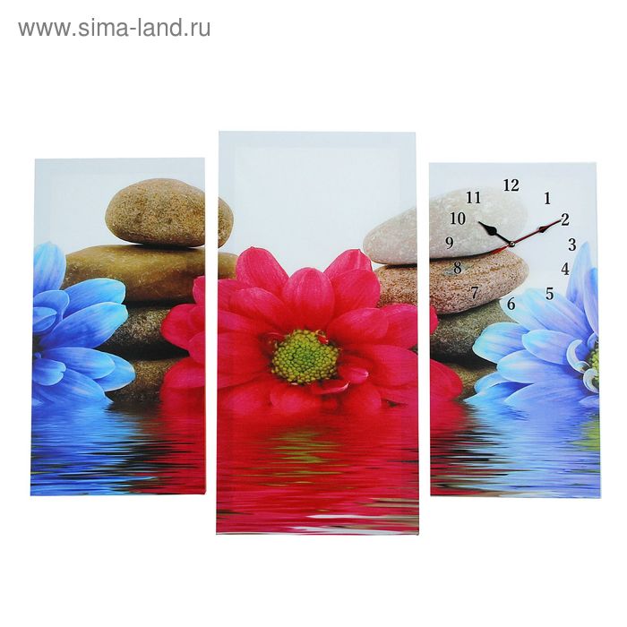 Часы настенные, модульные, серия: Цветы, "Цветы и камни", 60х80  см - Фото 1