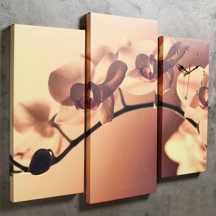 Часы настенные, модульные, серия: Цветы, "Веточка орхидеи", 60х80  см - фото 1899518770