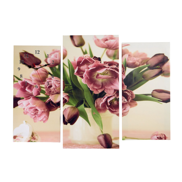 Часы настенные, модульные, серия: Цветы, "Цветы в вазе", 60 х 80 см - Фото 1