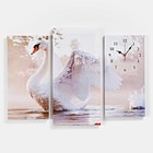 Часы настенные, модульные, серия: Животный мир, "Белый лебедь на пруду", 60х80 см - фото 8524198