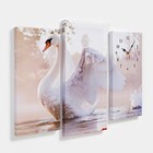 Часы настенные, модульные, серия: Животный мир, "Белый лебедь на пруду", 60х80 см - фото 9822635