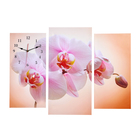 Часы настенные, модульные, серия: Цветы, "Розовая орхидея", 60х80 см - фото 8524204