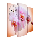 Часы настенные, модульные, серия: Цветы, "Розовая орхидея", 60х80 см - фото 9822638