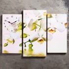 Часы настенные, модульные, серия: Цветы, "Белые орхидеи над водой", 60х80 см - фото 8524219