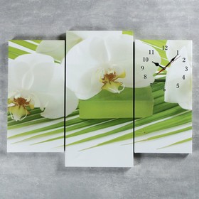 Часы настенные, модульные, серия: Цветы, 'Белые цветы', 60х80 см