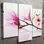 Часы настенные, модульные, серия: Цветы, "Веточка с фиолетовыми цветами", 60х80см - фото 20696239