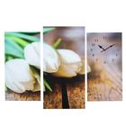 Часы настенные модульные «Белые тюльпаны», 60 × 80 см - фото 8524233